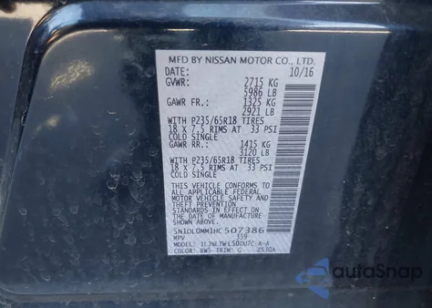 2017 Infiniti Qx60 from USA, damaged, VIN 5N1DL0MM1HC507386